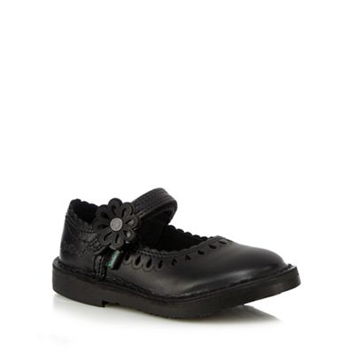 Kickers Girls' black flower applique shoes